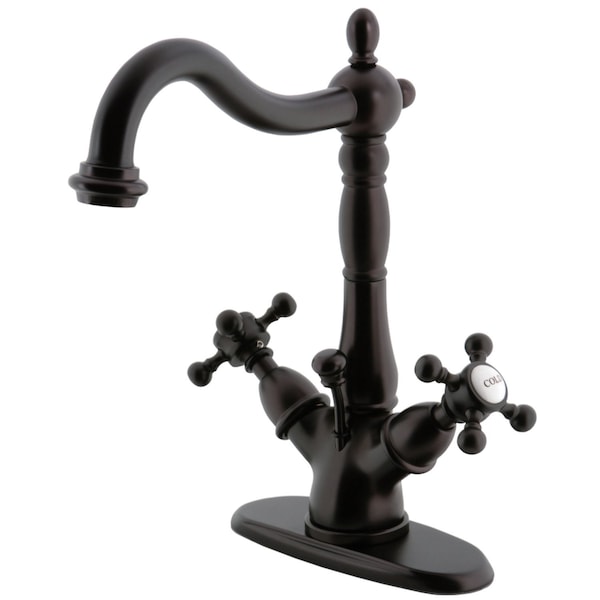 Vintage 2-Handle Bathroom Faucet W/Brass Pop-Up & Cover Plate, Bronze